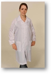 Full Length Anti Static Lab Coat with Zipper Front and Self Adjusting Elastic Cuffs